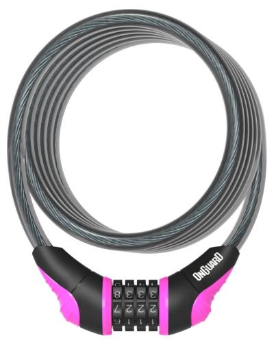 Zámek ONGUARD spirála 1800x10 mm kódový růžový (282203)
