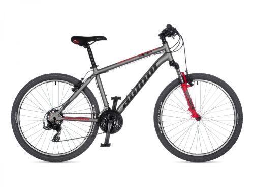 AUTHOR Outset 26 2023 stříbrná-matná/černá/červená MTB XC 26"kolo