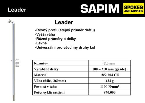 Drát SAPIM Leader 252mm stříbrná