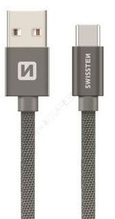 datový kabel SWISSTEN USB/Micro USB-C 20 cm šedý