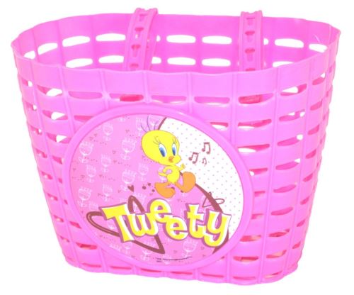 Dětský koš na kolo plastový růžový TWEETY