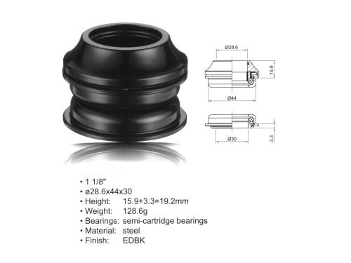 Hlavové složení ACO-HS20 Internal (1 1/8",28,6/44/30mm) černá